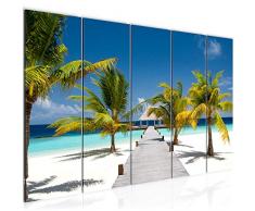 Tableau decoration murale Palmiers de plage 200 x 80 cm - XXL Impression sur Toile Salon Appartment 5 Parties - prÃªt Ã accrocher - 604955a