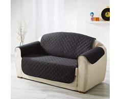 Douceur dIntérieur Protège Fauteuil Matelasse Microfibre Unie Club Polyester Noir 165 x 179 cm