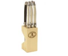 Laguiole Jean Dubost 5/16311 Bloc 6 Couteaux Steak Black / White