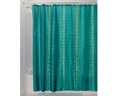 InterDesign Moxi rideau de douche avec 12 Åillets pour une fixation facile, rideau de douche original en polyester avec motif Ã carreaux, bleu/vert