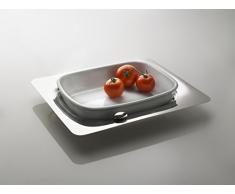Bugatti 22-201 Acqua Plateau ou Plat au Four Acier INOX/Porcelaine Blanc 32 x 24 x 7 cm