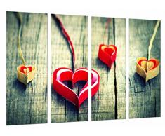 Tableau Moderne Photographique, Impression sur bois, Coeurs de papier de décoration romantique, 131 x 62 cm, ref. 26724