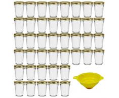 Viva haushaltswaren lot de petits pots de 42 couvercles 80 ml, pâte, gâteaux en verre + entonnoir jaune