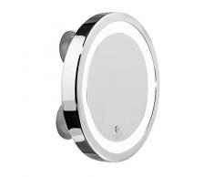 Macom 211Â Solar Sensation Miroir Grossissant et Lumineux pour Maquillage, Grossissant 7x avec LumiÃ¨re LED et Ventouses, Argent