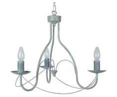 Tosel 20678 Lustre - ProvenÃ§ale, Tube Acier, Peinture Ã©poxy, E14, 60 W, Gris/Blanc