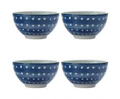 Maxwell Williams 5251644 Laguna Lot de 4 bols en porcelaine peinte Ã la main Bleu/blanc 10 cm, Porcelaine, Small Bowls for Snacks, Dips and Nuts