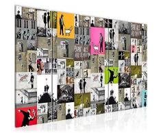 Tableau decoration murale Collage Banksy Street Art 200 x 80 cm - XXL Impression sur Toile Salon Appartment 5 Parties - prÃªt Ã accrocher - 302755a