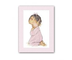 CUADRIMAN nar-v-01-bt Tableau Fille Rezando, Bois, Rose, 43Â x 33Â cm