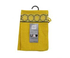 douceur dintérieur 2 gants de toilette 15x21 cm eponge jacquard adelie miel