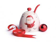 Excelsa NoÃ«l Country Style, Bol Ã Sucre en CÃ©ramique, Blanc/Rouge