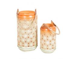 Belssia Lanterne avec Corde, Acier Inoxydable, Vert émeraude, 20 x 38 x 20 cm