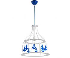 ONLI Lampe Ã suspension en mÃ©tal avec ancre bleue en plastique, blanc