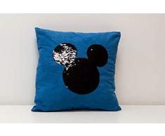 Disney Bleu Coussin Sequins réversibles Mickey, 100% Polyester, 40 x 40 cm
