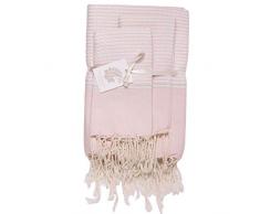 Moorish Idol - Ensemble de Serviettes Salle de Bain Lurex- 100cm x 200cm- Rose Pâle/Blanc/Argent