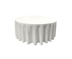 La Nappe Ronde en Polyester en Popeline, 132-inch, Blanc, 132-Inch