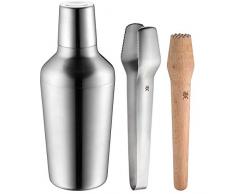 WMF Bar Set de 4Â piÃ¨ces Doseur Passoire mesure pince Pilon Matriochka en acier inoxydable Cromargan HÃªtre cadeau Passe au lave-vaisselle