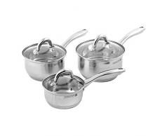 Royalford Lot de 6 casseroles en acier inoxydable avec couvercle en verre trempÃ©, sans PFOA, convient Ã tous types de plaques de cuisson, tailles variables