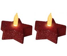 Star DÃ©coration de table LED Tealight Ã©toile rouge, 2 piÃ¨ces, flamme vacillante piles incluses emballage blister avec,