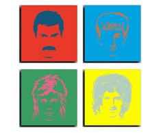 Tableau Moderne Photographique, Impression sur bois, Queen, Freddie Mercury, 63 x 63 cm, ref. 26004