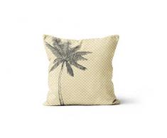 Soleil docre Coussin déco déhoussable 40x40 cm Palmier Jaune, Polyester