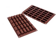 Silikomart 26.129.77.0065 SF129 Moule pour Chocolat et Glace Forme Bûche Taille Mini 30 Cavités Silicone Marron
