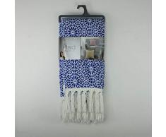 douceur dintérieur plaid a franges 125x150cm tunis indigo