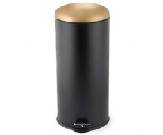 Salter BW07612 Dome Poubelle à pédale Noir/doré 30 l