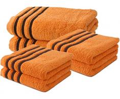 Lot de 4 Serviettes de Toilette 50x100 cm + 2 Draps de Douche 70x140 cm 100% Coton - 550 GR/m2