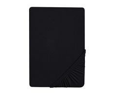 Castell 77113/080/041 Drap Housse en Jersey Stretch pour un Lit Noir 140 x 200 cm Ã 160 x 200 cm