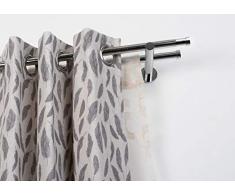 Double Tringle à Rideaux: à 20 mm sans Anneaux, L. 420 cm. en Acier Poli chromé â Complet