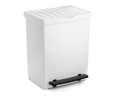 TATAY 1101201 Poubelle A PEDALE 25 litres Blanc, Plastique