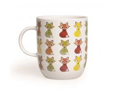 Excelsa Animals Tasse mug, 400Â ML, Porcelaine, Blanc Renard 8.9x8.9x10.6 cm Blanc/Multicolore