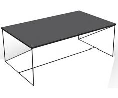 Walter Table Basse Rectangulaire Design Industriel LaquÃ© Noir MÃ©tal et MDF 100 x 35 x60 cm