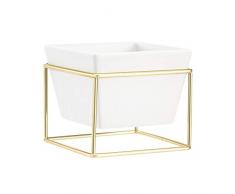 AmazonBasics Jardinière de table, carrée - Blanc/Laiton