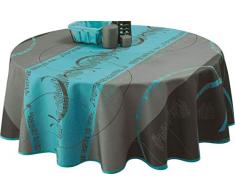 Le linge de Jules Nappe Anti-Taches Astrid Turquoise - Taille : Ronde diamètre 160 cm