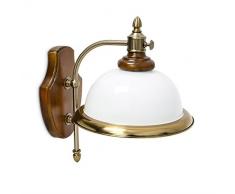 Relaxdays Applique murale Lumière abat-jour en verre opale support mur en Bois Lèche-mur Luminaire Lampe l x H x P: 26 x 32 x 33 cm