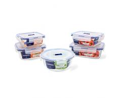 Set en verre hermétique 5 pièces 0,76 + 0,82 + 0,92 + (2x1,22) L