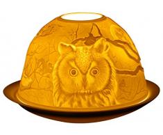 Him DL0090 Hibou (Owls) - photophore en Porcelaine, Blanc CassÃ©, 12x12x8 cm