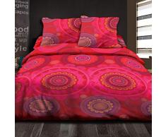 Housse de Couette 220x240 + 2 taies Pur Coton 57 Fils Mandala Fuchsia
