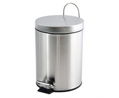 MSV 100438 Poubelles à pédale 5 litres en Acier Inoxydable, Multicolore, 25x20x26 cm