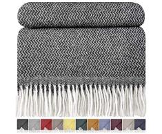 STTS International Plaid en Laine Vierge Gris Anthracite 130 x 190 cm