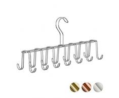 Relaxdays 10026606_55 ceintures porte-cravates foulard cintre en métal organiseur armoire 14 crochets place, argent, fer, 17 x 36 x 9,5cm