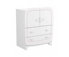 COMMODE ENFANT 2 PORTES 2 TIROIRS ROSE