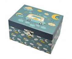 TROUSSELIER - Marchand de Sable - Figurine Chat - Boîte à Trésors & Bijoux Musicale - Idéal Cadeau Enfant - Phosphorescent - Brille dans la nuit - Musique Douce Nuit - Colori Vert