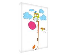 Feel Good Art GIROWL1216-12IT Tableau sur toile Motif girafe et hibou dans le ciel 20 x 30 cm multicolore