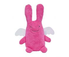TROUSSELIER - Doudou avec hochet - Ange Lapin - 20 cm de haut - Moderne Chic - Idéal Cadeau de Naissance - Lavable en Machine - Colori Fuchsia