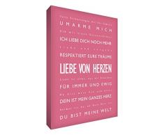 Little Helper lvdp128–17 G Feel Good Art Tableau sur toile avec citations optimistes Bijoux murale style AMOUR DE COEUR ROSE 30 x 20 CM