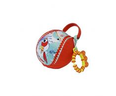 LUDI - Balle sensorielle en tissu qui éveille la curiosité de bébé. Dès 3 mois. Fourreau en tissu lavable à la machine à froid. Hochet avec poignée et anneau de dentition. 10 cm - réf. 30041