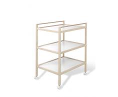 Geuther Table à Langer Alisa, Bois Massif, Naturel/Blanc, 2 étagères et roulettes