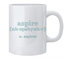 Feel Good Art brillant Mug en céramique Design (Typographie moderne Bleu sarcelle Tones, Aspire)